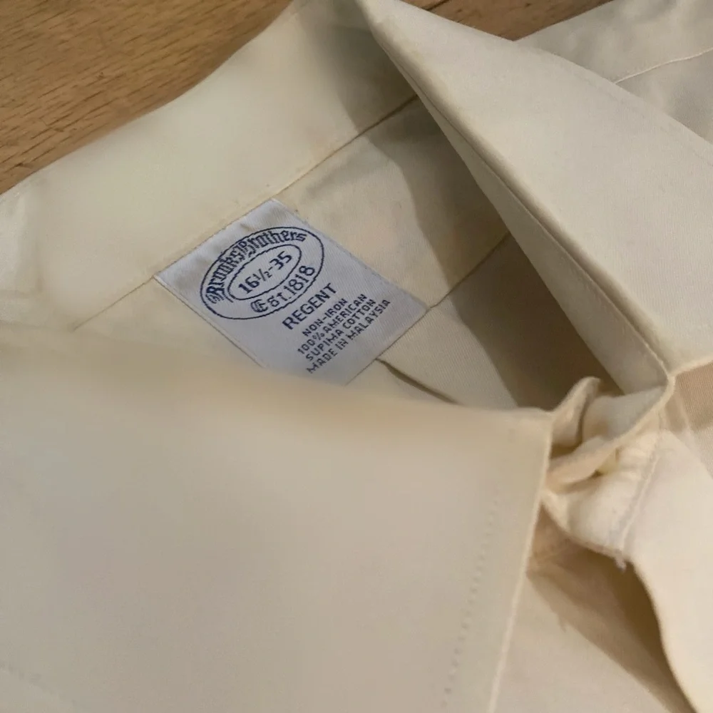 BROOKS BROTHERS Dress Shirt (16.5, Cream, Cotton) - Picture 3 of 3